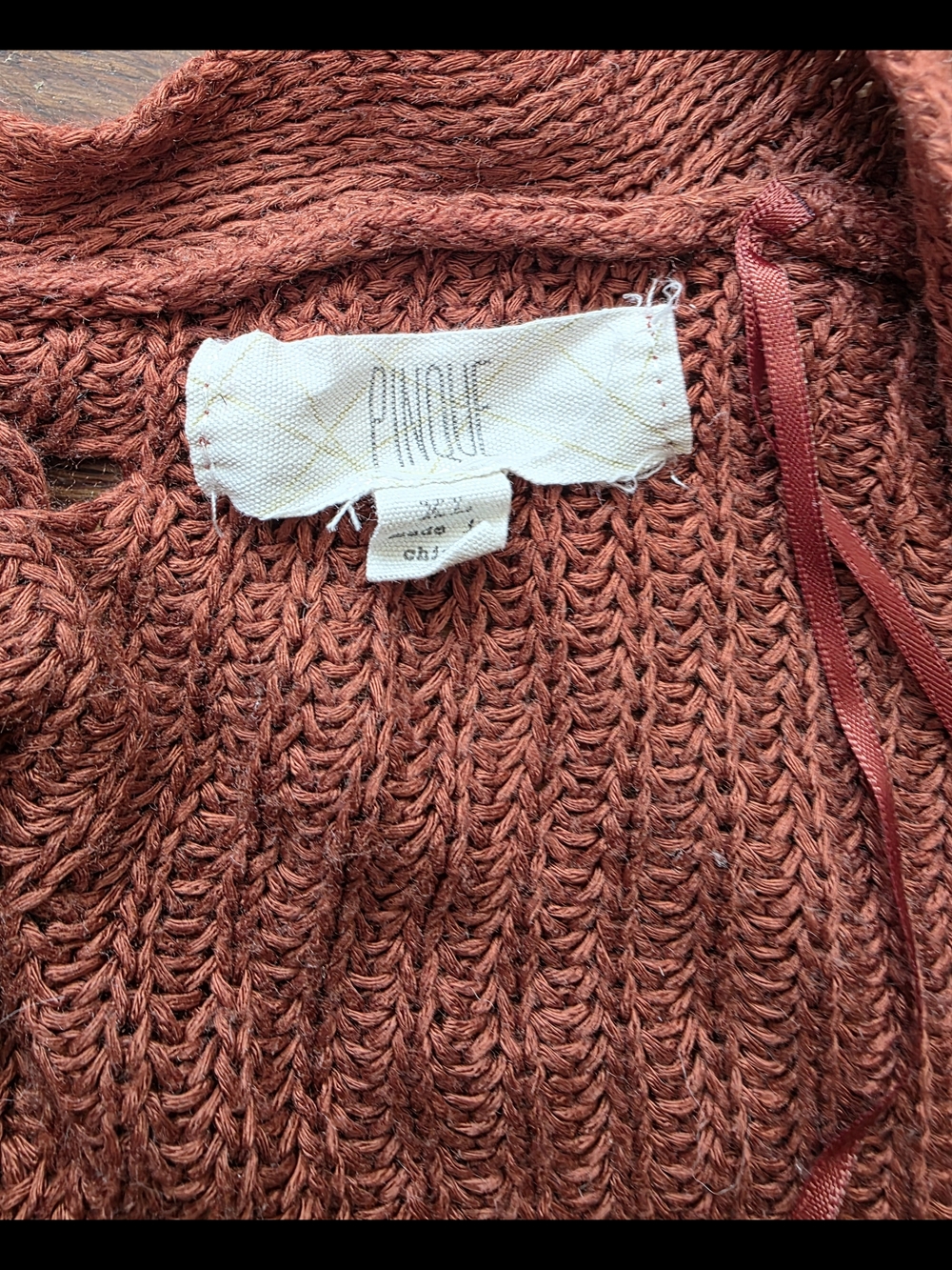 Open-Front Lace-Up Knit Cardigan - Rust - Picture 3 of 5